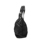 Handbag Double Pocket Tote Black Nylon Canvas