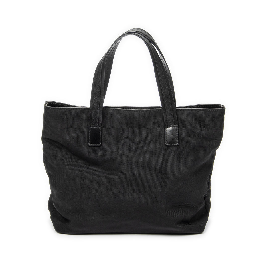 Sac cabas double poche en toile de nylon noire