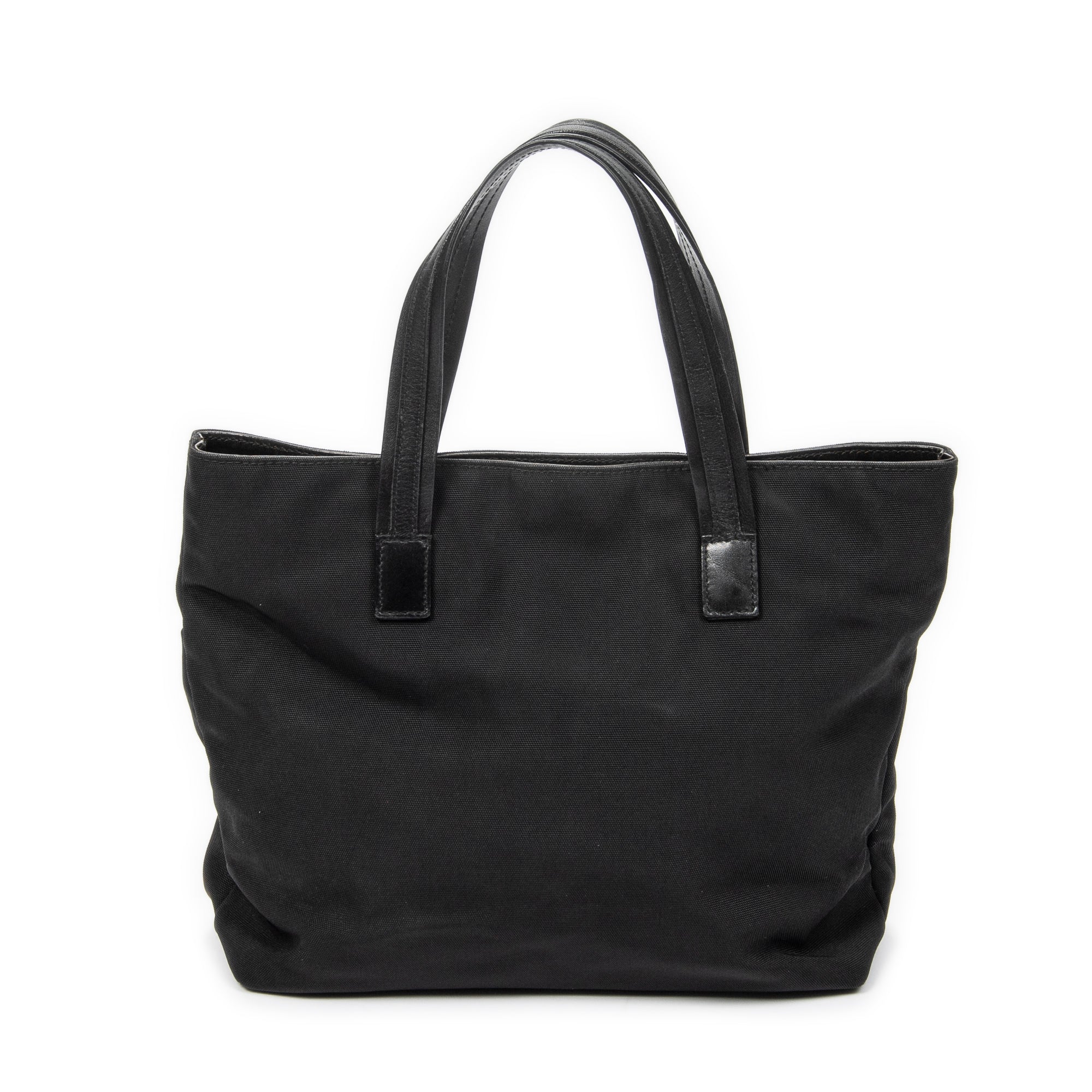 Bolso tote doble bolsillo lona de nailon negra