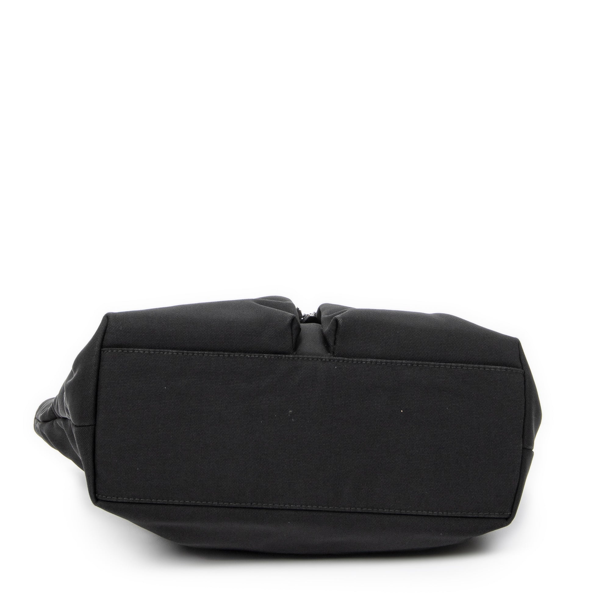 Handbag Double Pocket Tote Black Nylon Canvas