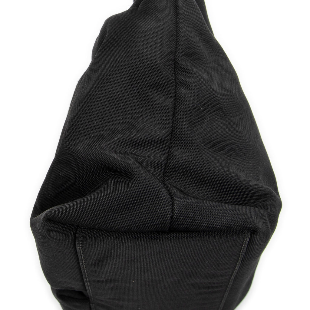 Sac cabas double poche en toile de nylon noire