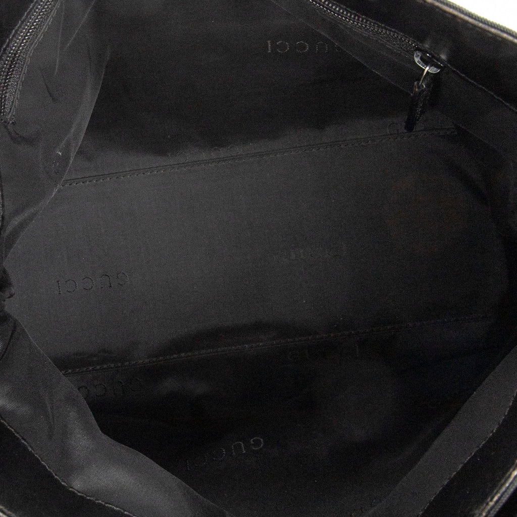 Handbag Double Pocket Tote Black Nylon Canvas
