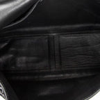 Shoulder Bag Vintage Metal Handle Flap Black Monogrammed Suede Leather