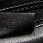 Shoulder Bag Vintage Metal Handle Flap Black Monogrammed Suede Leather