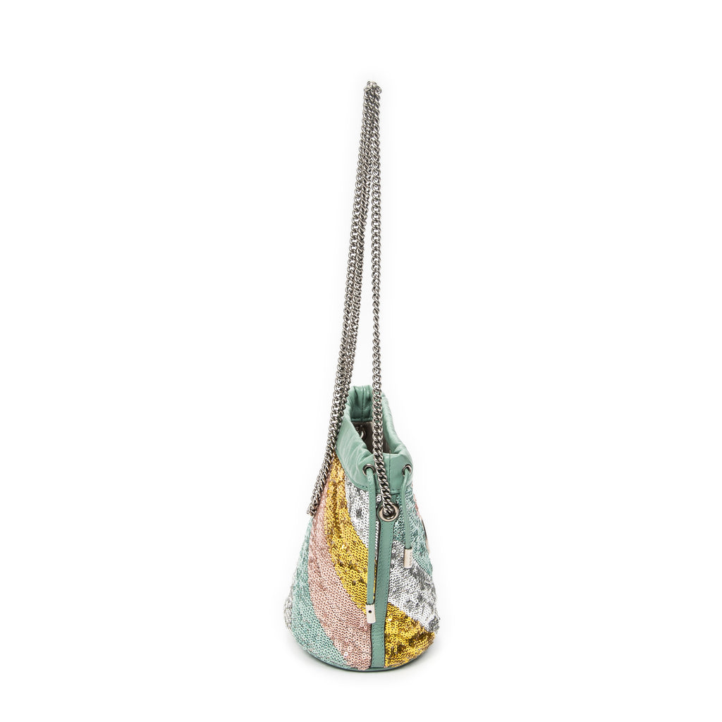 Shoulder Bag Small GG Marmont Bucket Crossbody Mint Blue Sequin Embellished Quilted Leather