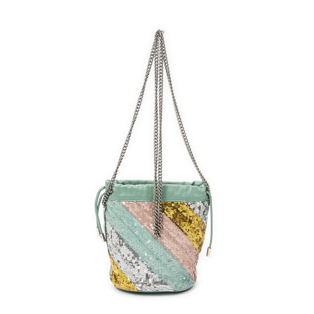 Shoulder Bag Small GG Marmont Bucket Crossbody Mint Blue Sequin Embellished Quilted Leather