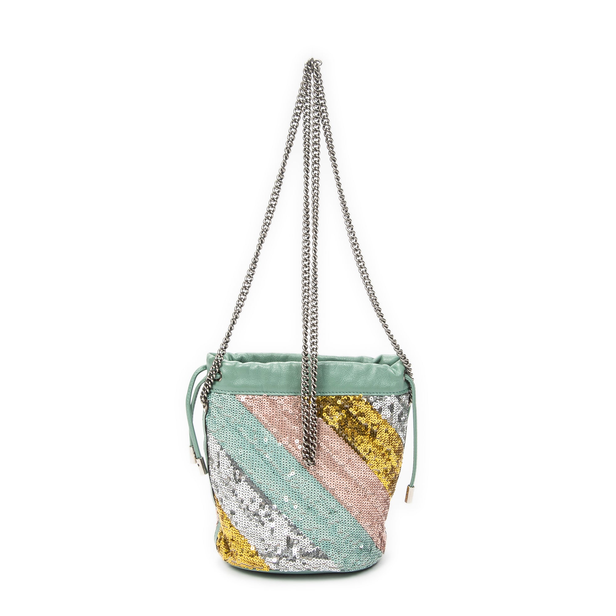 Shoulder Bag Small GG Marmont Bucket Crossbody Mint Blue Sequin Embellished Quilted Leather