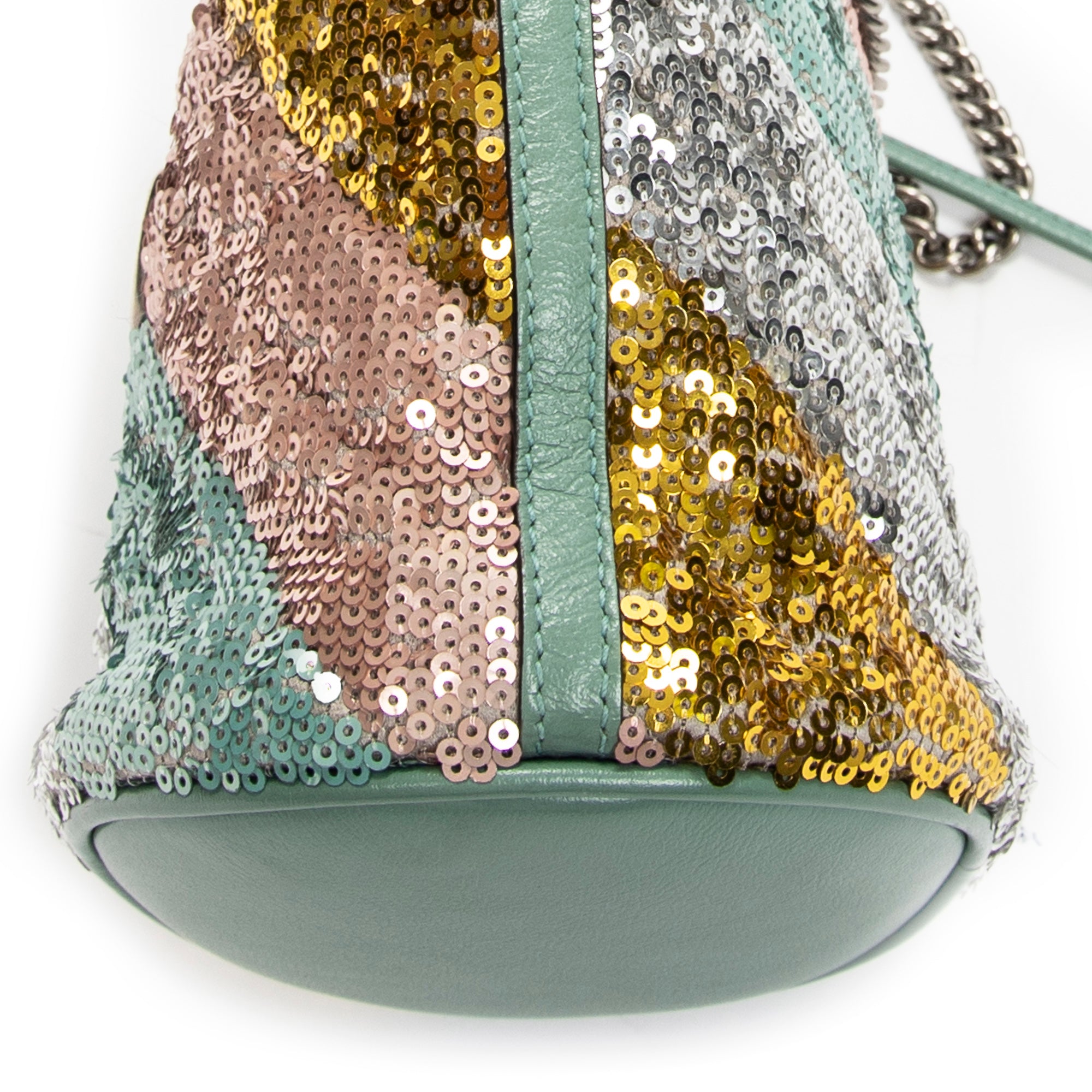 Shoulder Bag Small GG Marmont Bucket Crossbody Mint Blue Sequin Embellished Quilted Leather
