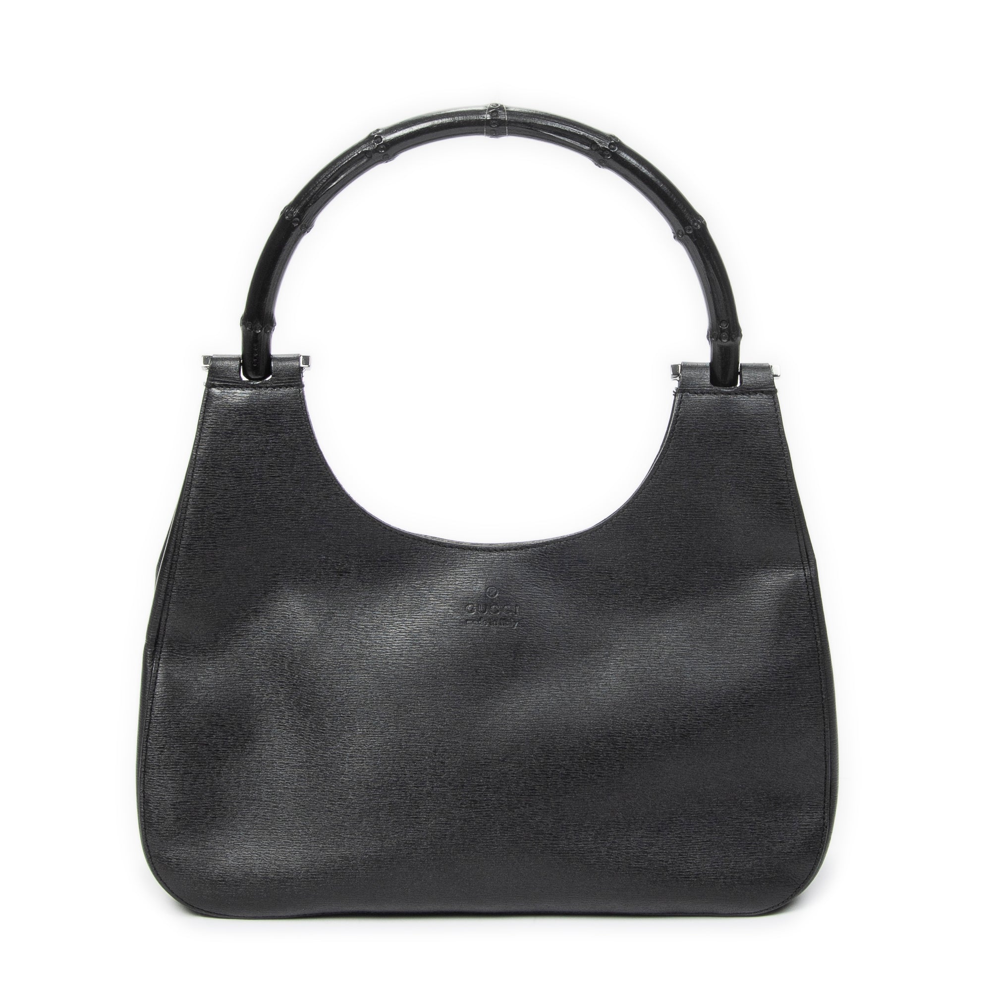 Shoulder Bag Bamboo Hobo Black Textured Leather
