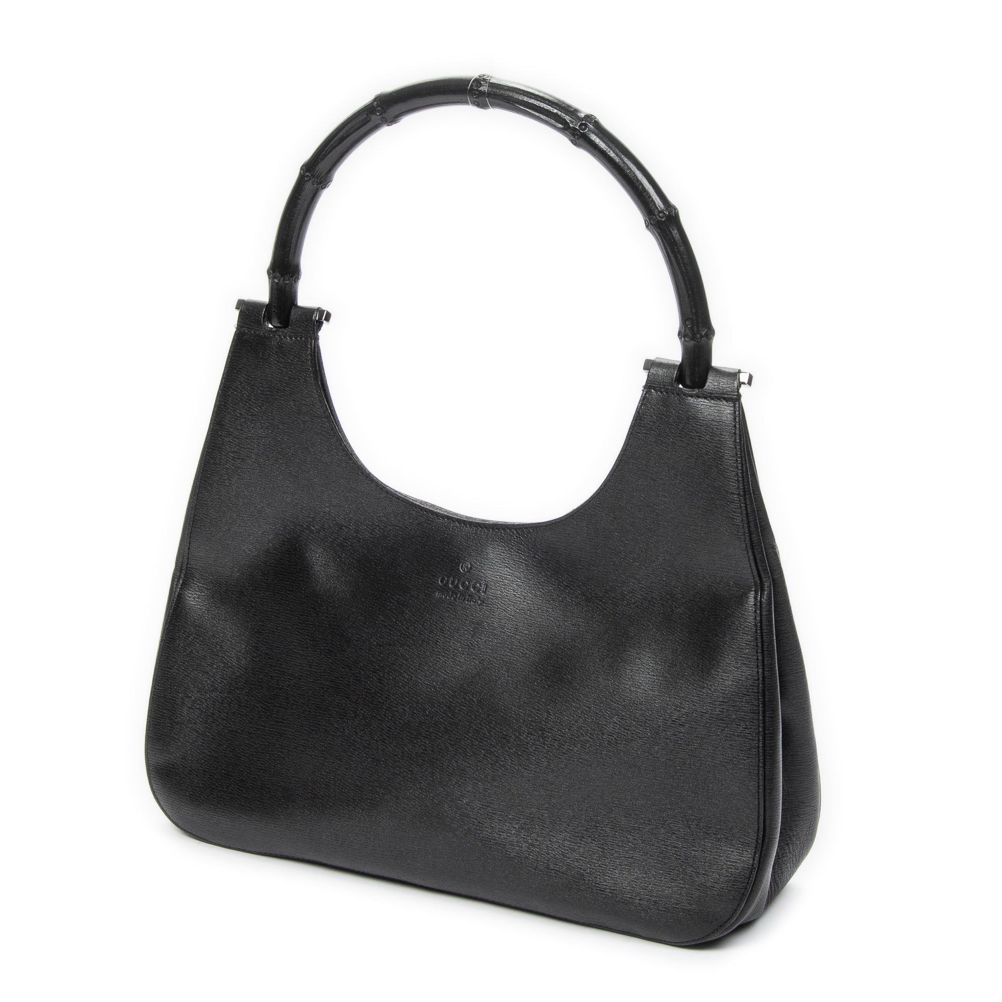 Shoulder Bag Bamboo Hobo Black Textured Leather