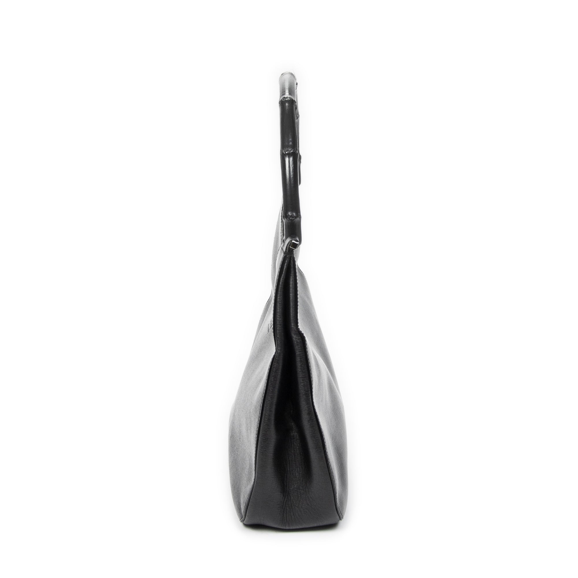 Shoulder Bag Bamboo Hobo Black Textured Leather