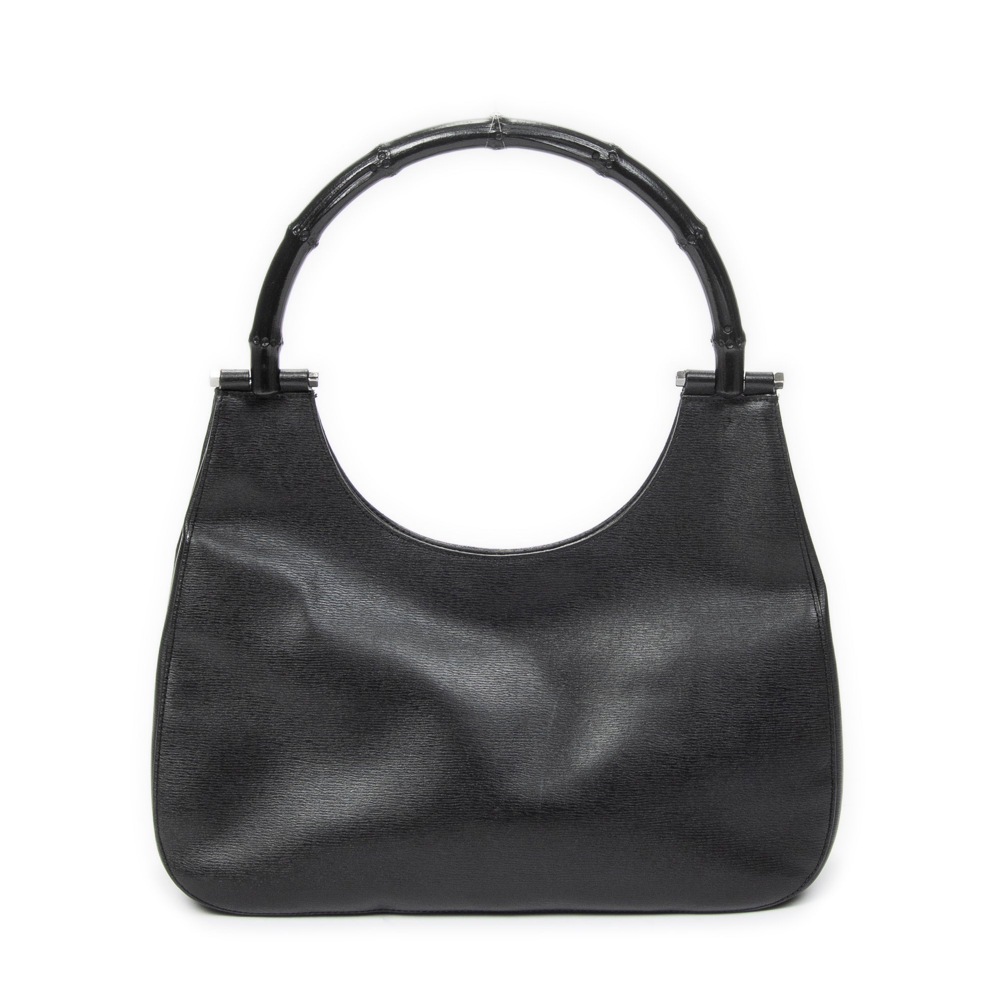 Shoulder Bag Bamboo Hobo Black Textured Leather