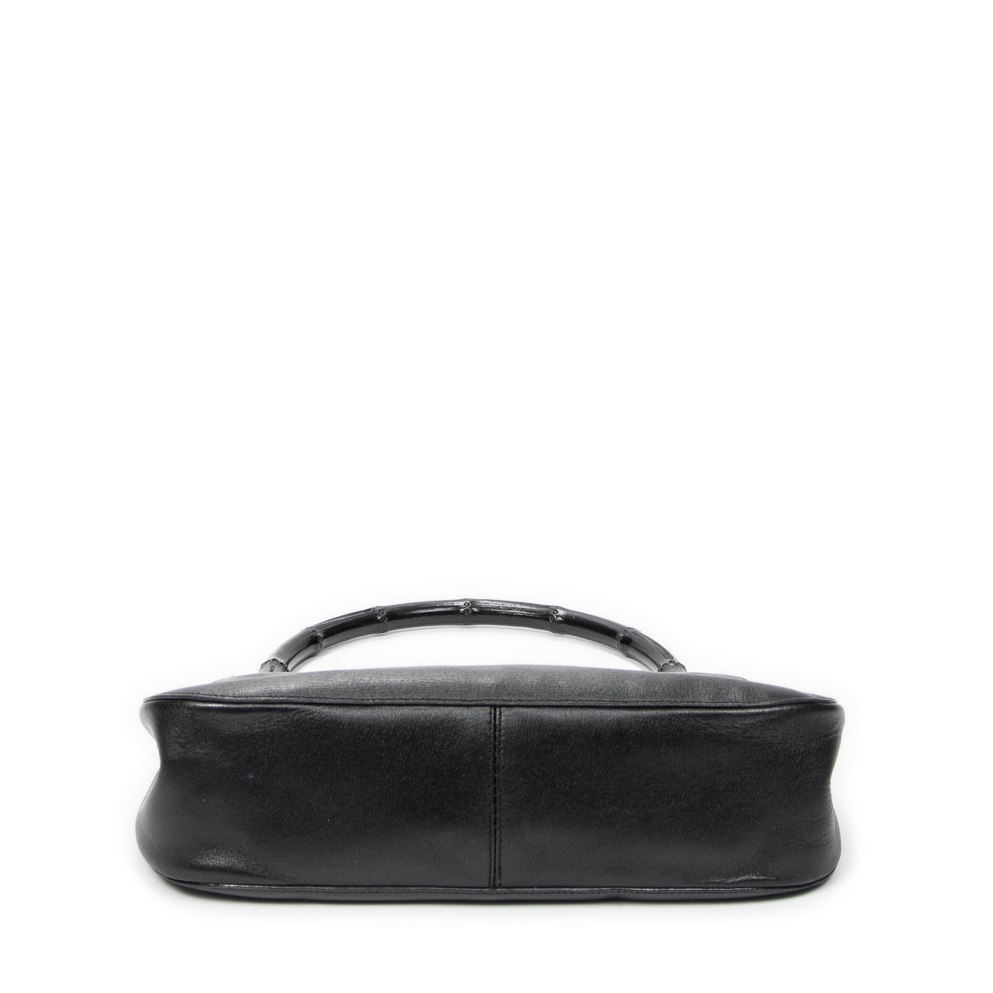 Shoulder Bag Bamboo Hobo Black Textured Leather
