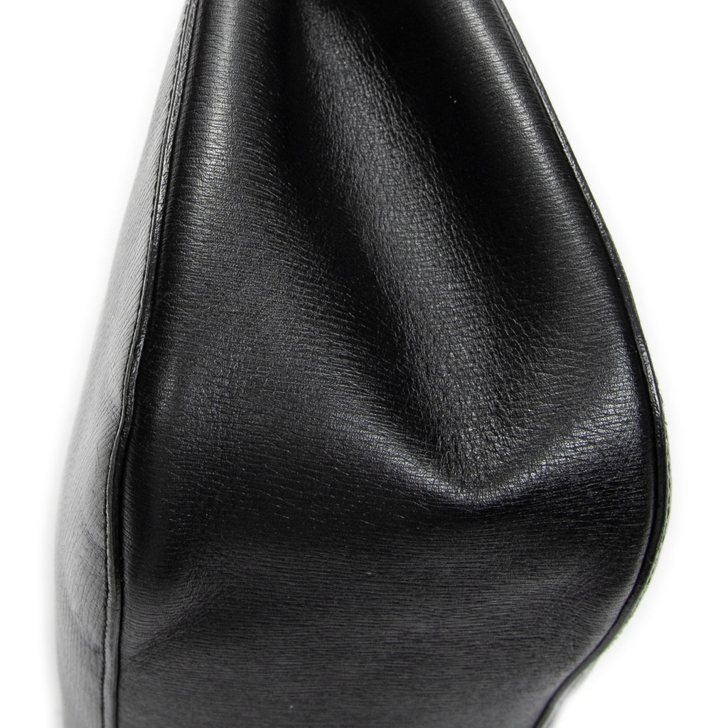 Shoulder Bag Bamboo Hobo Black Textured Leather