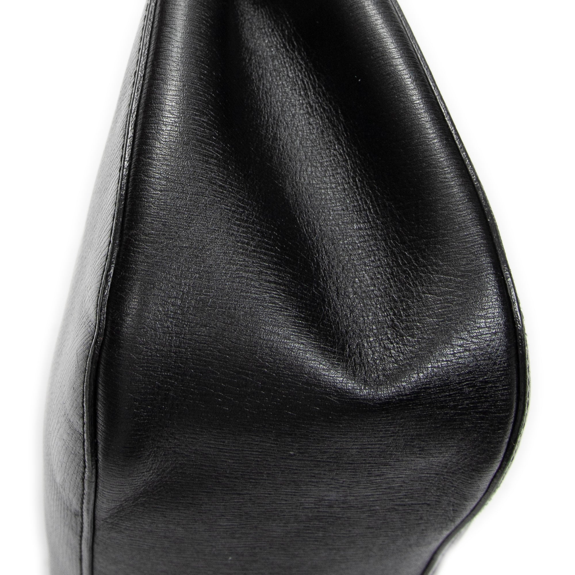 Shoulder Bag Bamboo Hobo Black Textured Leather