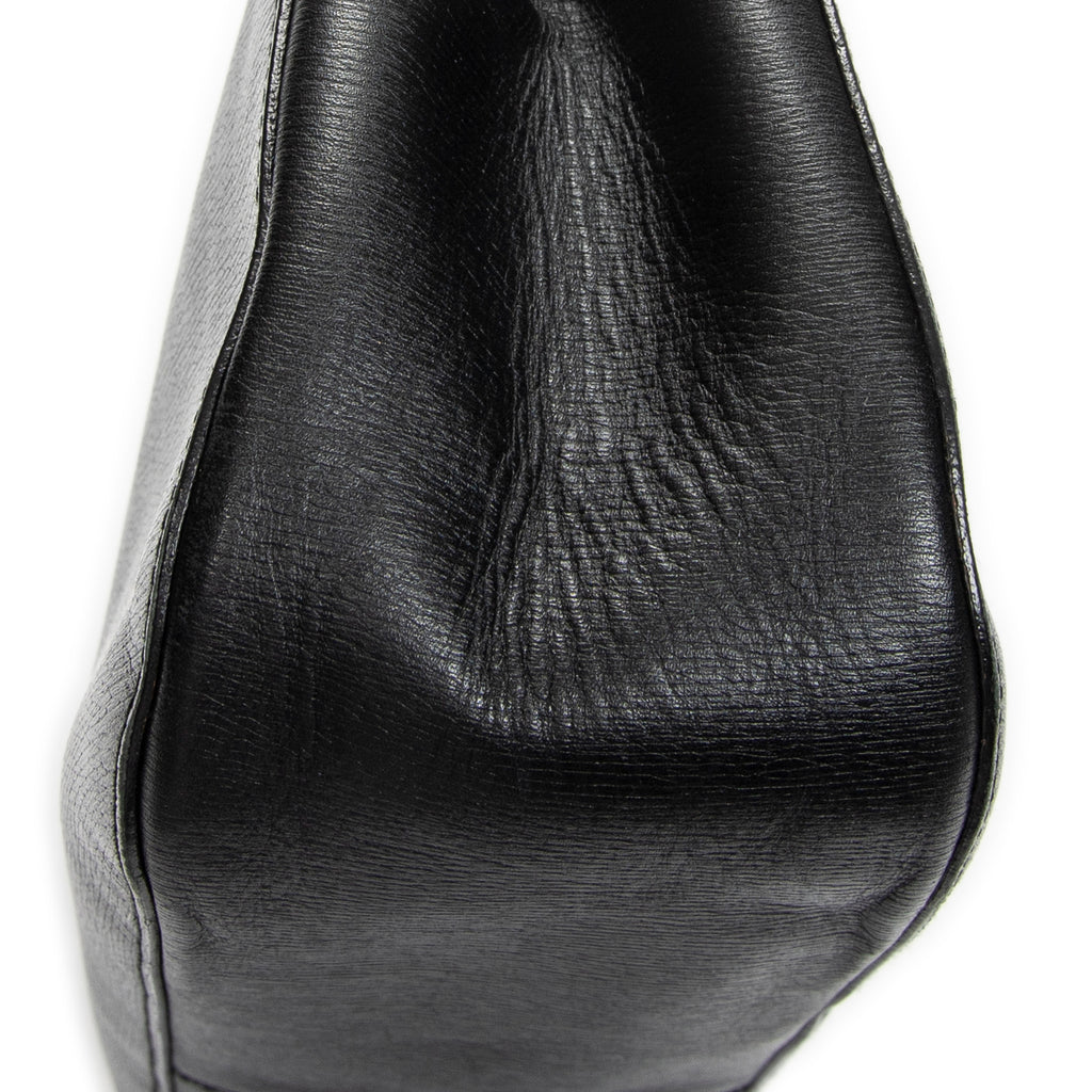 Shoulder Bag Bamboo Hobo Black Textured Leather