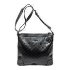 Shoulder Bag Zip Lock Messenger Black Guccissima Leather