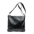 Shoulder Bag Zip Lock Messenger Black Guccissima Leather
