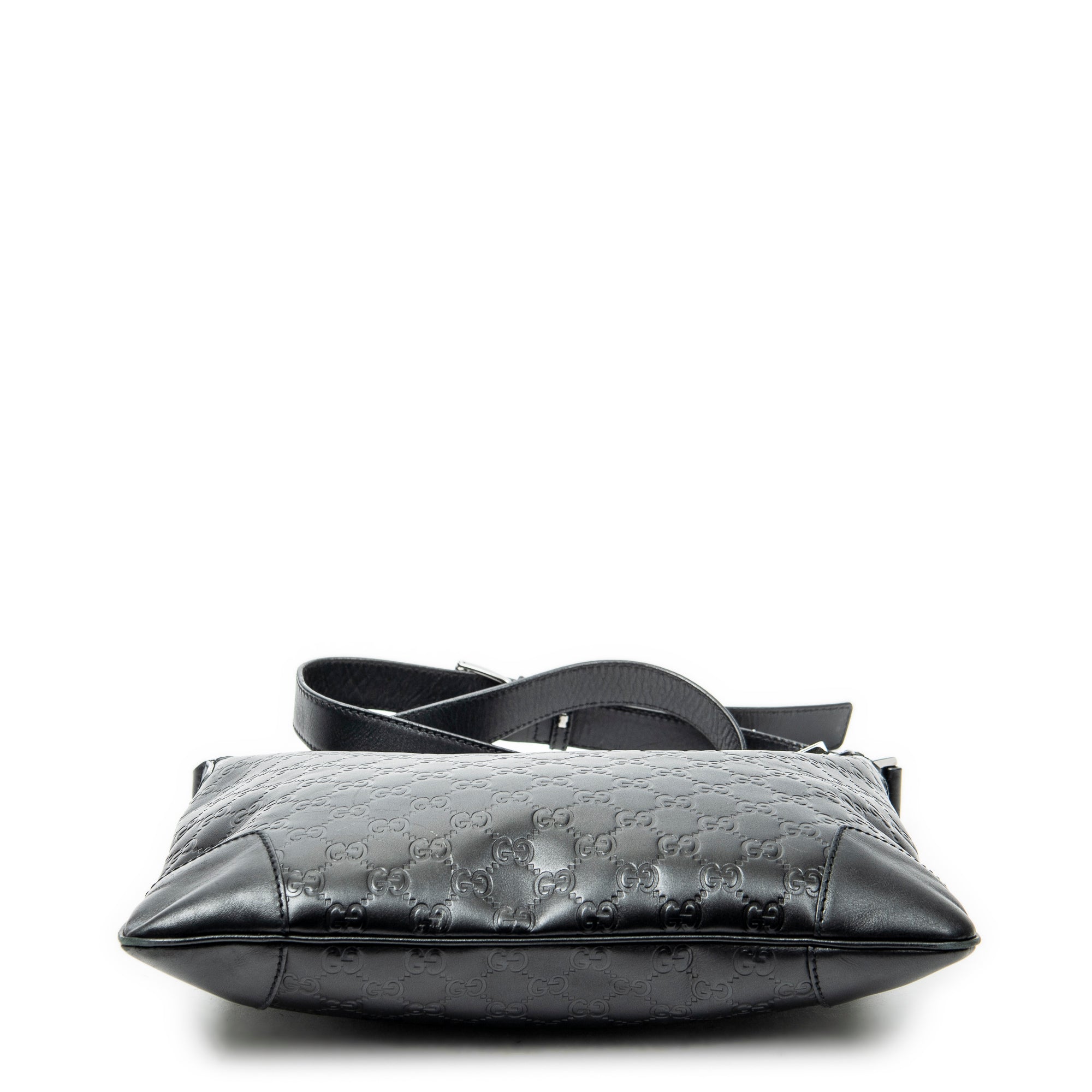 Shoulder Bag Zip Lock Messenger Black Guccissima Leather
