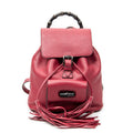 Backpack Small Bamboo Tassel Backpack Fuchsia Grained Calfskin Leather
