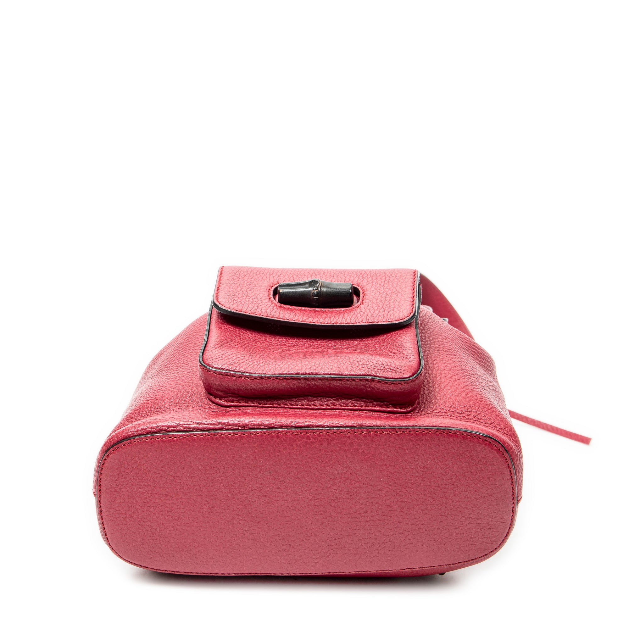 Backpack Small Bamboo Tassel Backpack Fuchsia Grained Calfskin Leather
