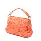 Shoulder Bag Quilted Zip Hobo Orange Quilted Nylon Canvas