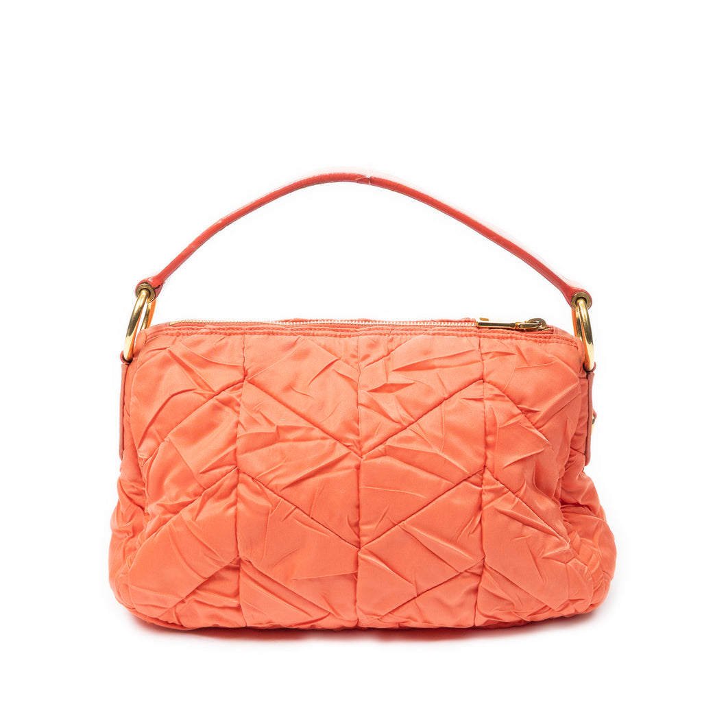 Shoulder Bag Quilted Zip Hobo Orange Quilted Nylon Canvas