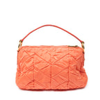 Shoulder Bag Quilted Zip Hobo Orange Quilted Nylon Canvas