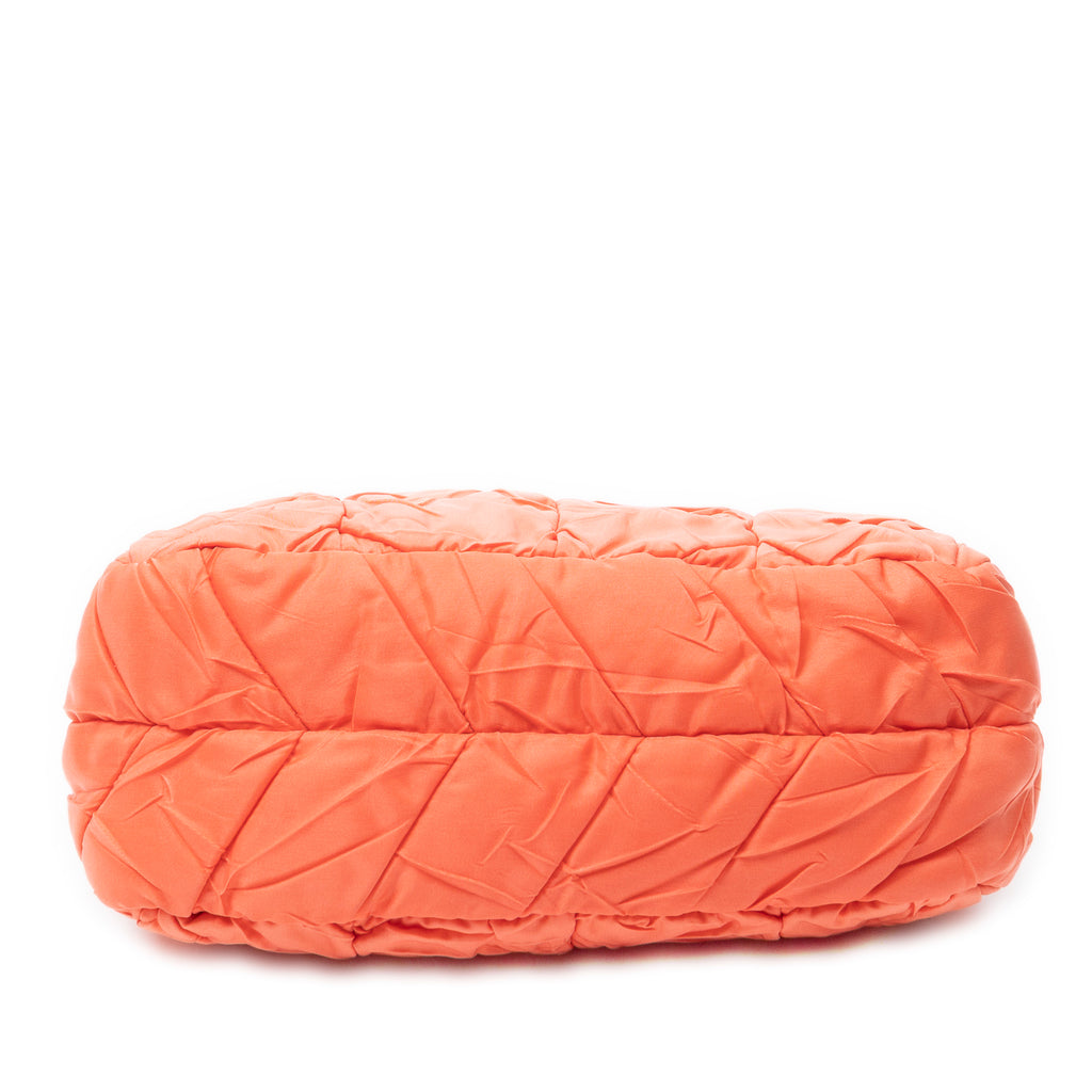 Shoulder Bag Quilted Zip Hobo Orange Quilted Nylon Canvas