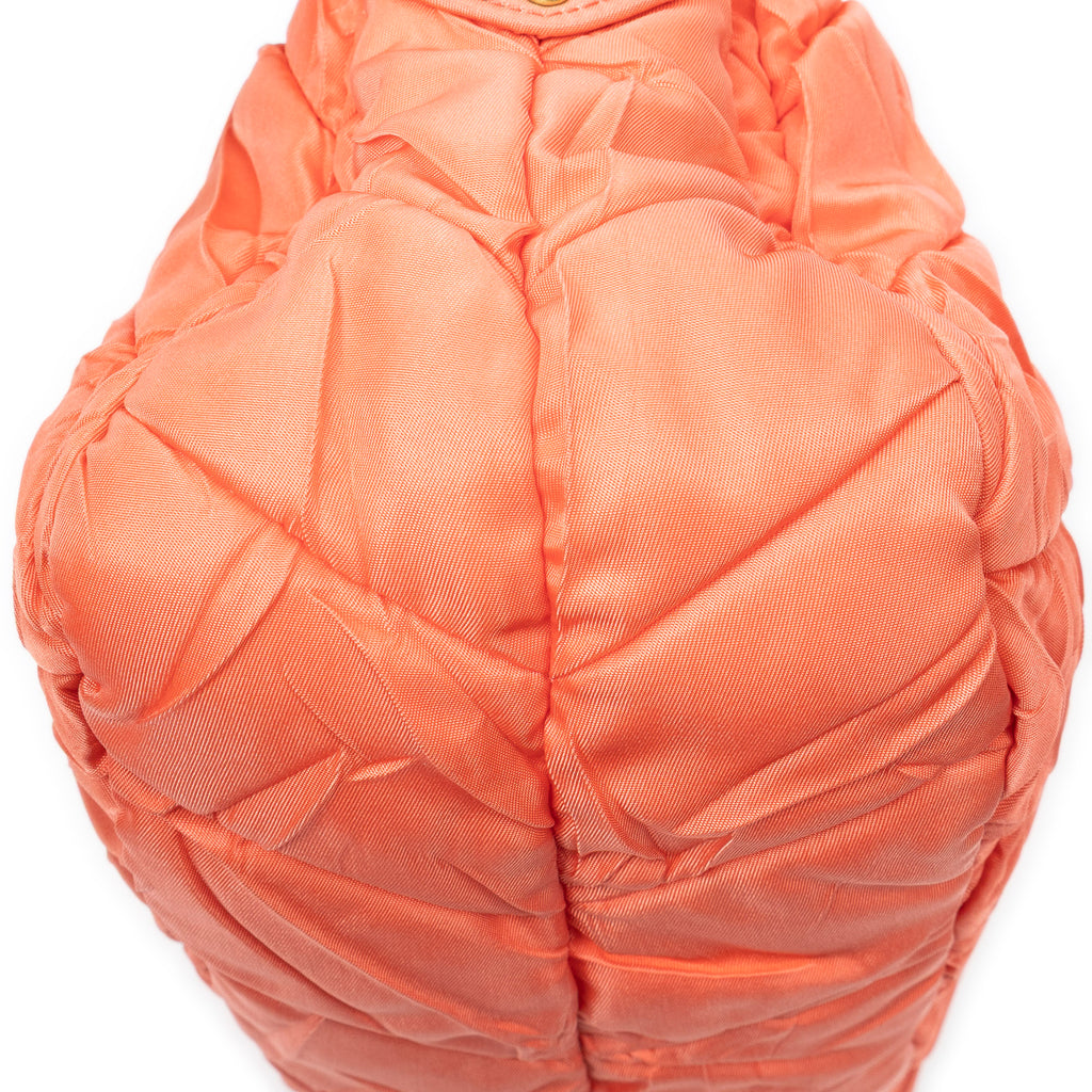 Shoulder Bag Quilted Zip Hobo Orange Quilted Nylon Canvas