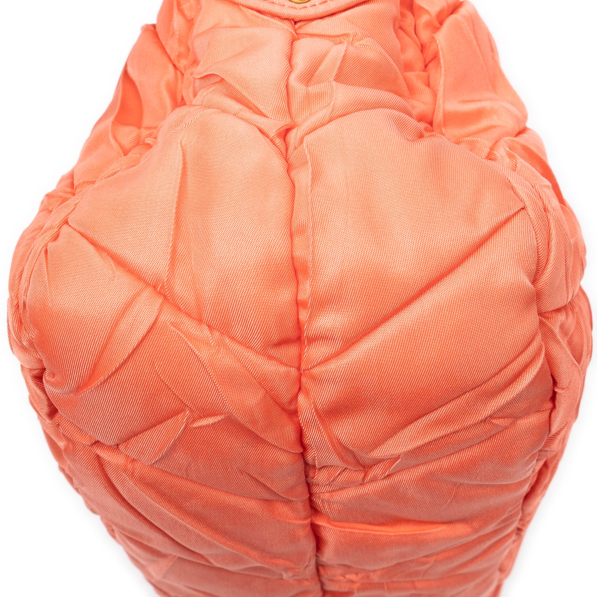 Shoulder Bag Quilted Zip Hobo Orange Quilted Nylon Canvas
