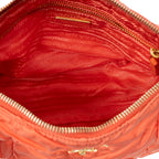Shoulder Bag Quilted Zip Hobo Orange Quilted Nylon Canvas