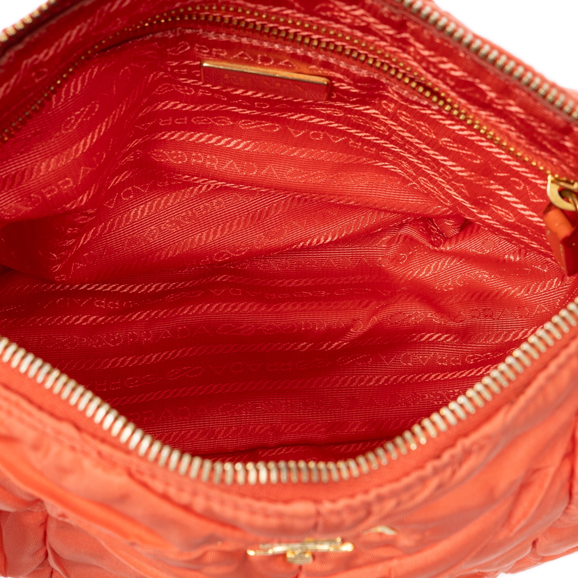Shoulder Bag Quilted Zip Hobo Orange Quilted Nylon Canvas