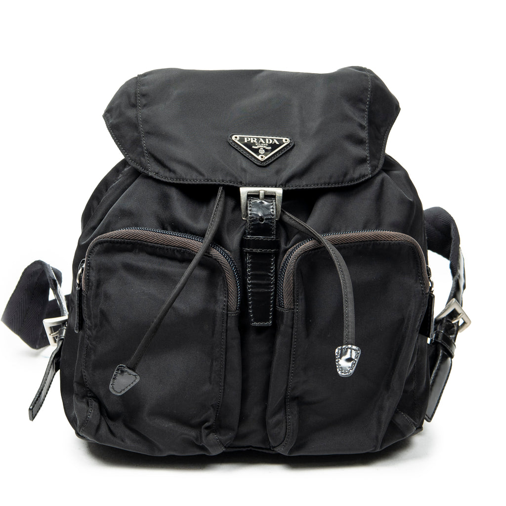 Backpack Small Drawstring Backpack Black Nylon Canvas