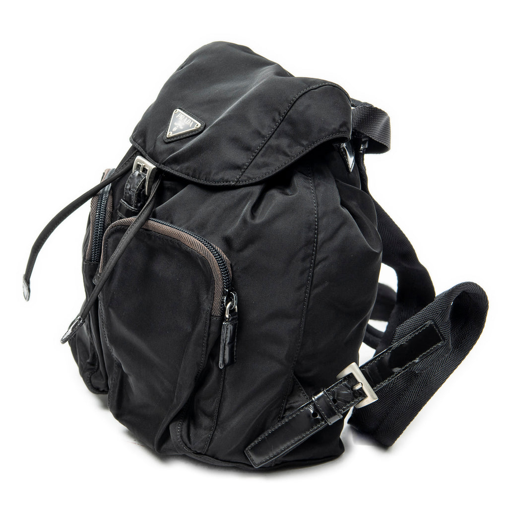Backpack Small Drawstring Backpack Black Nylon Canvas