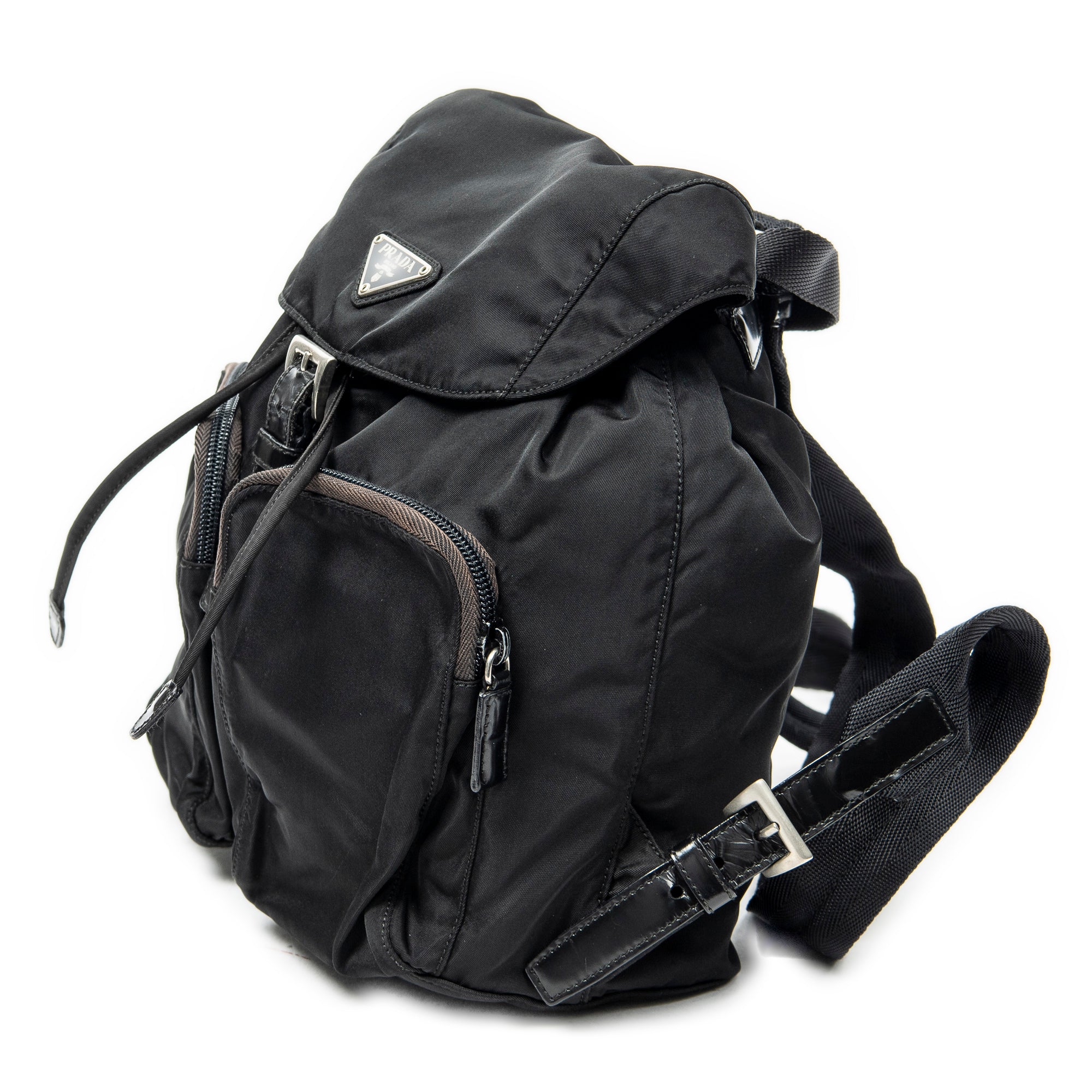 Backpack Small Drawstring Backpack Black Nylon Canvas