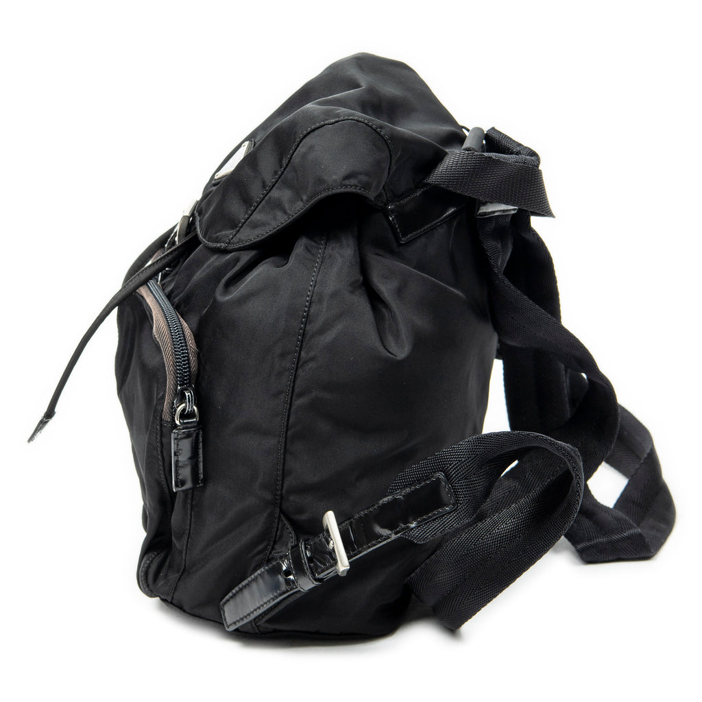Backpack Small Drawstring Backpack Black Nylon Canvas