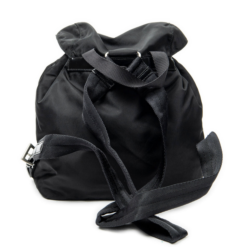 Backpack Small Drawstring Backpack Black Nylon Canvas