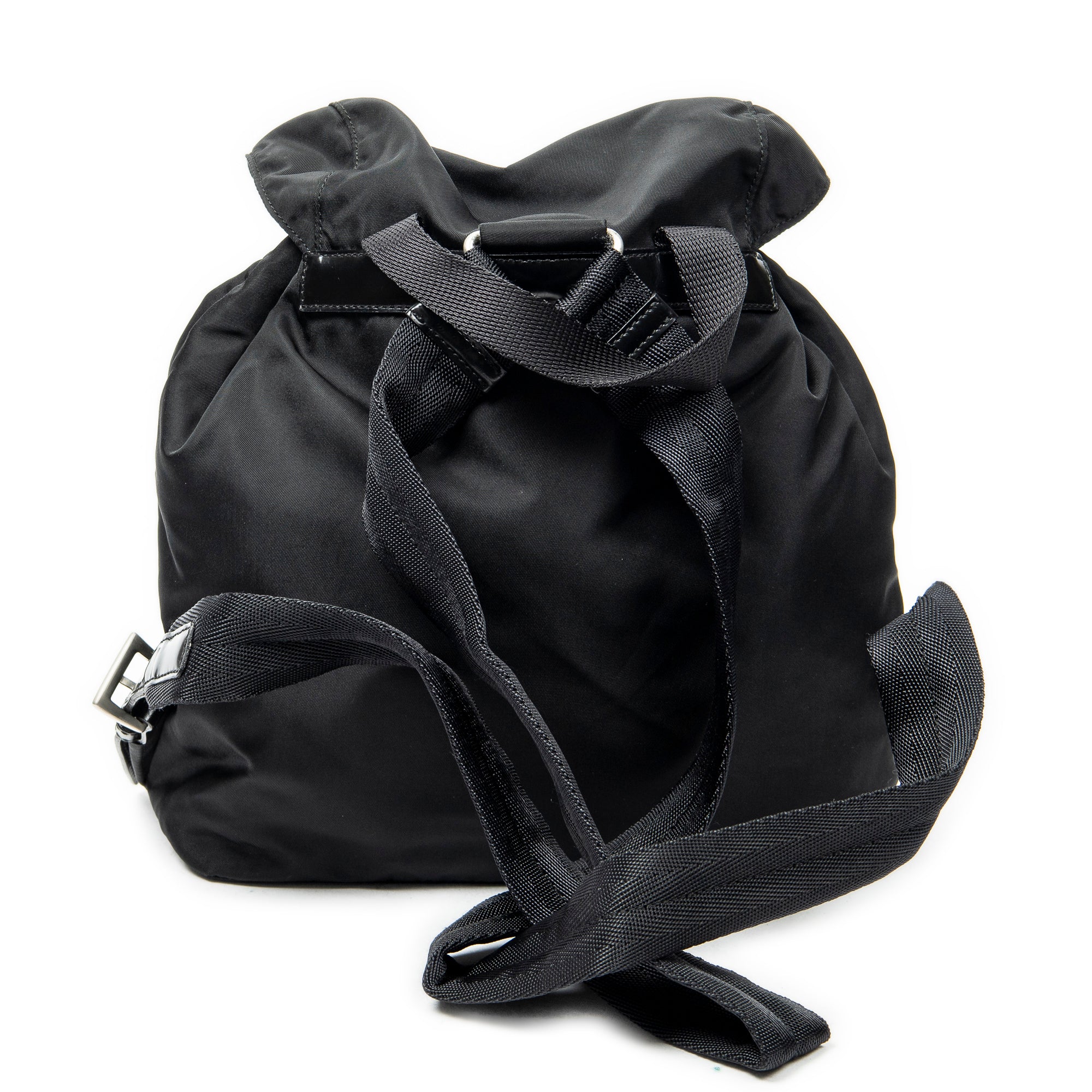 Backpack Small Drawstring Backpack Black Nylon Canvas