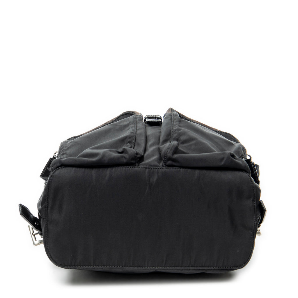 Backpack Small Drawstring Backpack Black Nylon Canvas