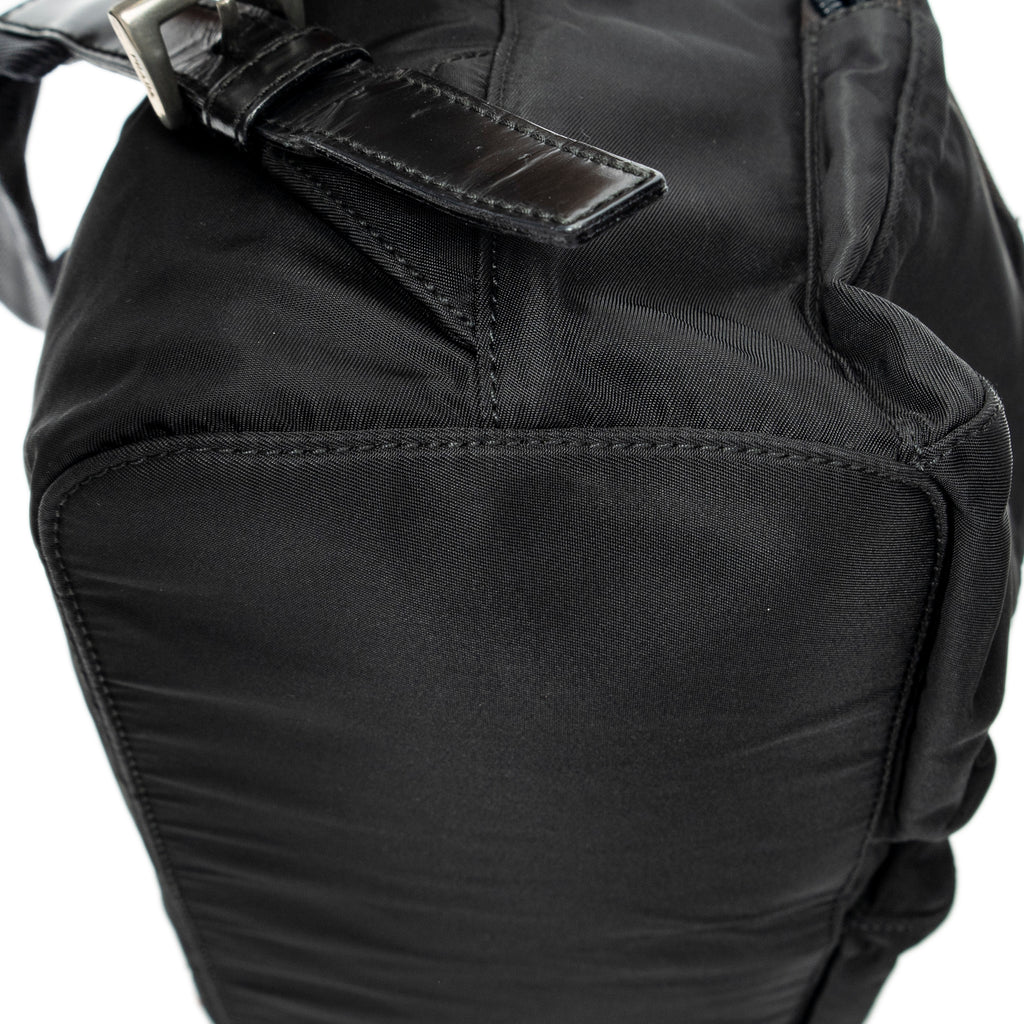 Backpack Small Drawstring Backpack Black Nylon Canvas