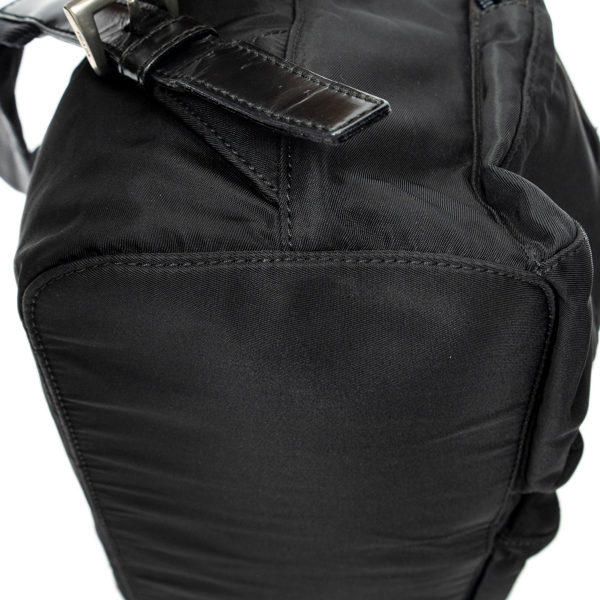 Backpack Small Drawstring Backpack Black Nylon Canvas