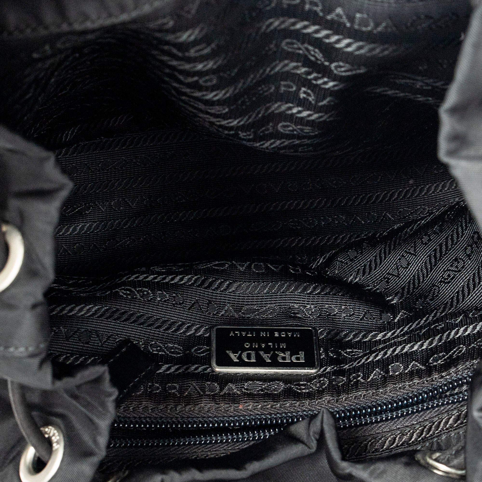 Backpack Small Drawstring Backpack Black Nylon Canvas