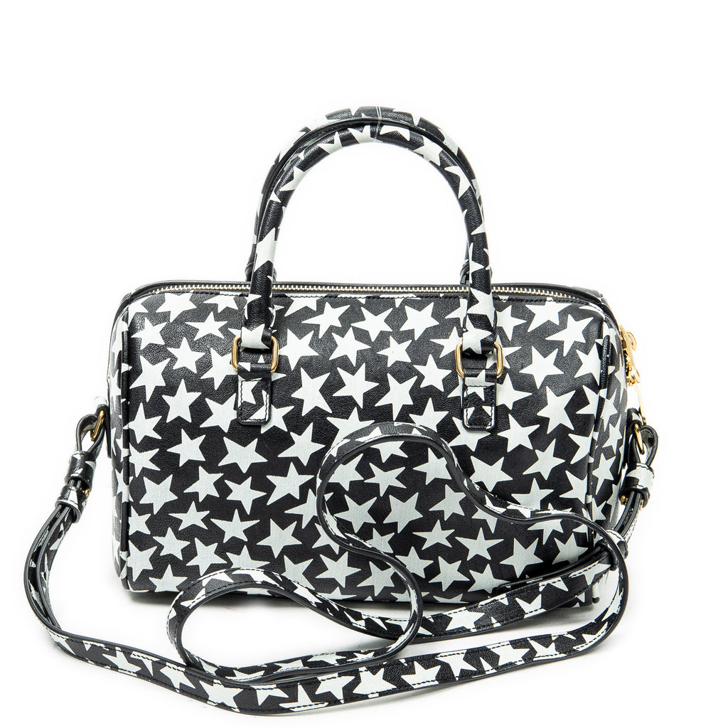 Shoulder Bag Baby Duffle Black Star Print Calfskin Leather