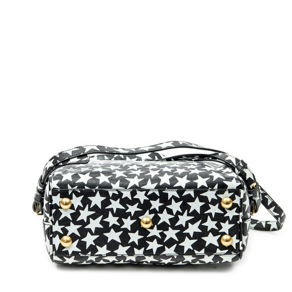 Shoulder Bag Baby Duffle Black Star Print Calfskin Leather