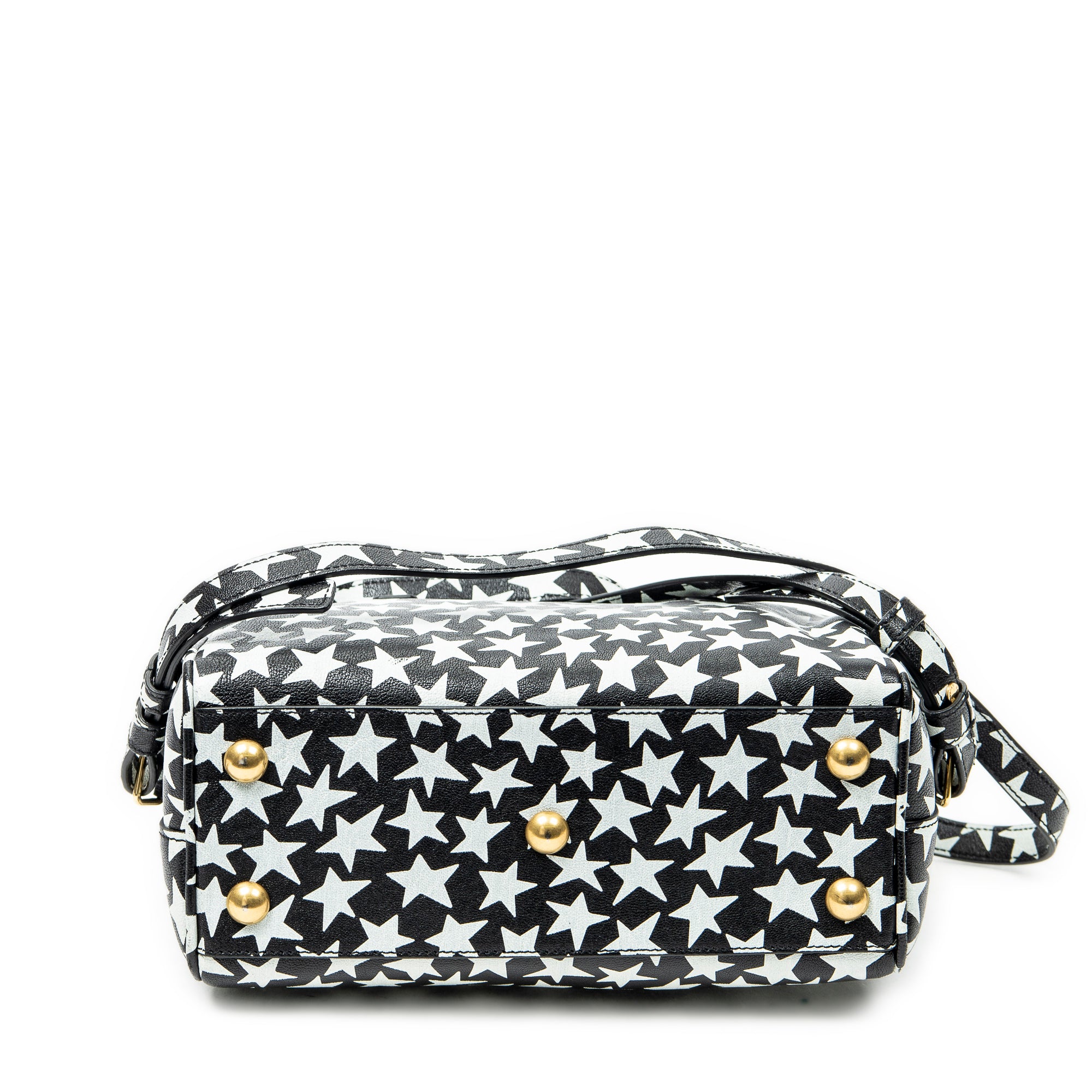 Shoulder Bag Baby Duffle Black Star Print Calfskin Leather