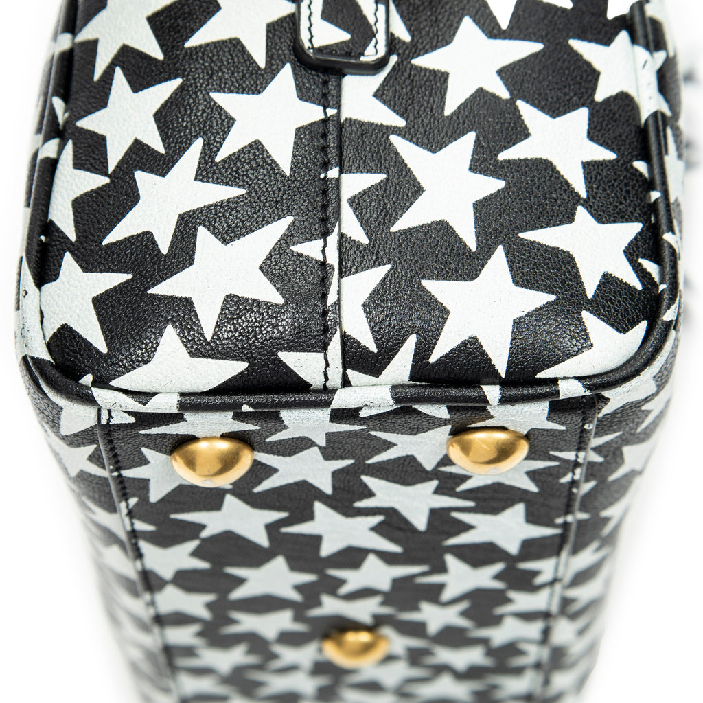 Shoulder Bag Baby Duffle Black Star Print Calfskin Leather