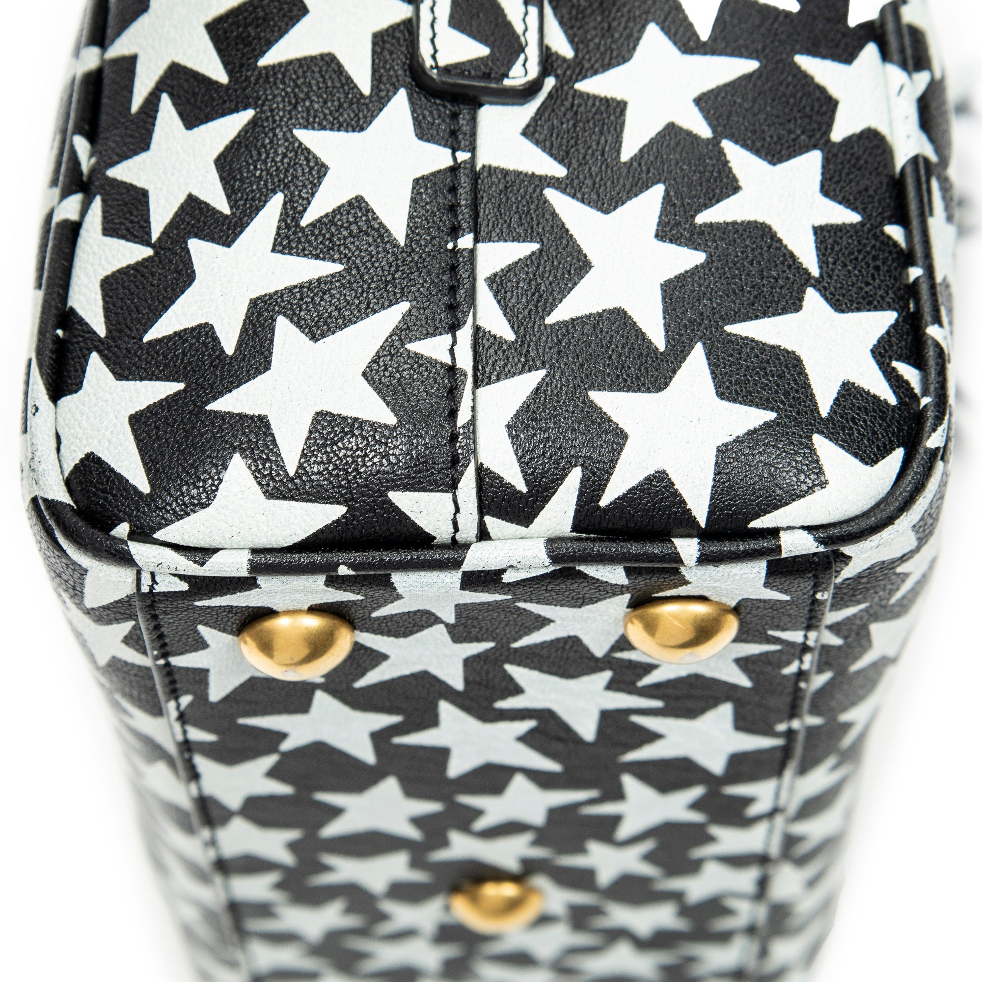 Shoulder Bag Baby Duffle Black Star Print Calfskin Leather