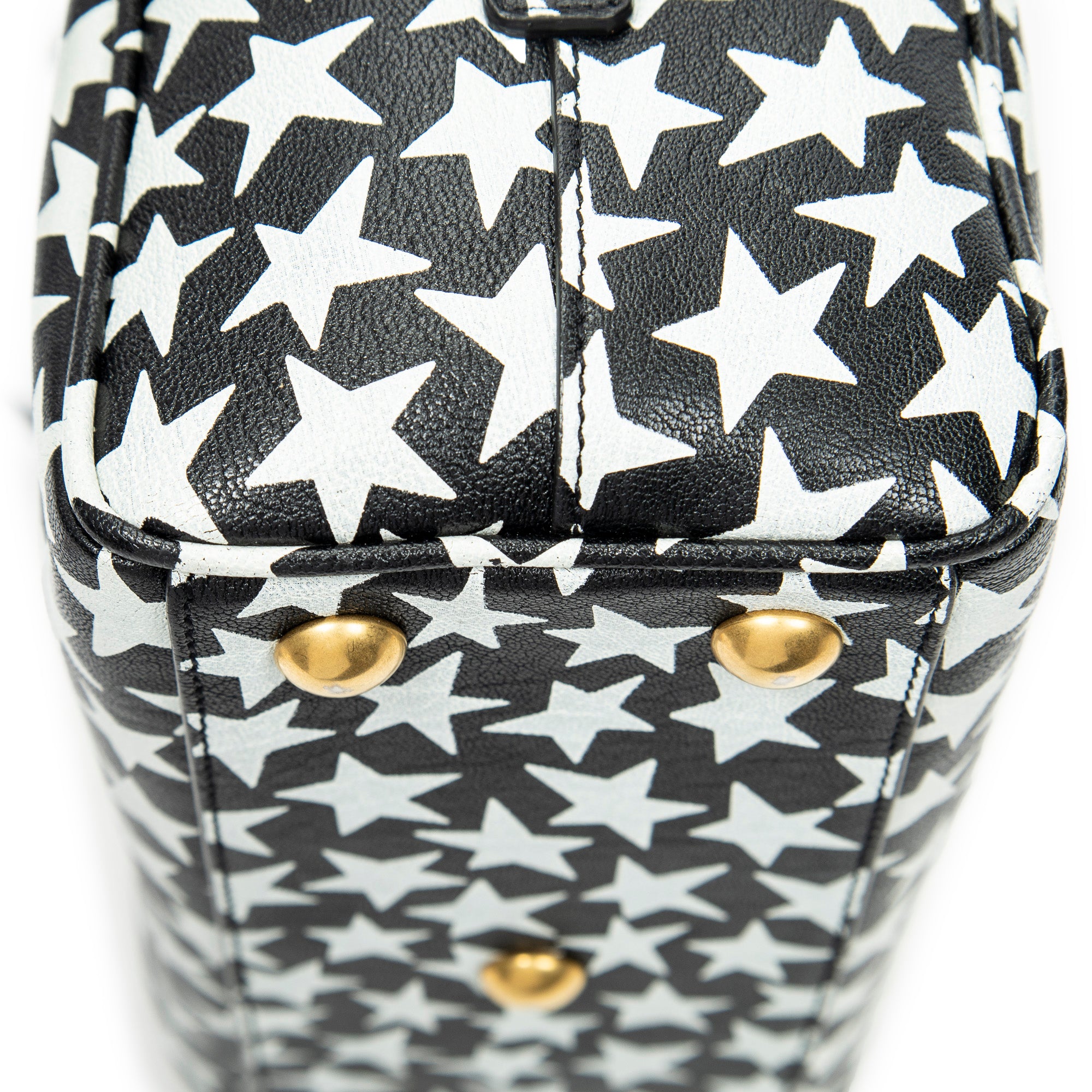 Shoulder Bag Baby Duffle Black Star Print Calfskin Leather