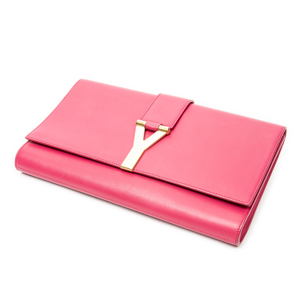 Clutch Ligne Y Clutch Pink Calfskin Leather